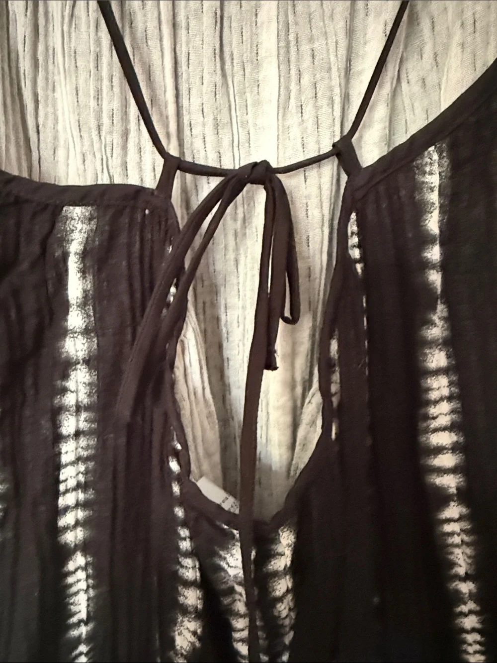 H&M Black Maxi Gauze Dress Coverup with Vertical White Stripe Detail - Picture 8 of 10